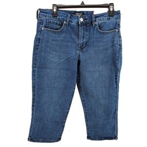 NYDJ Curves 360 Slim Straight Crop Jeans Caliente Dark Wash‎ Denim Womens 10P